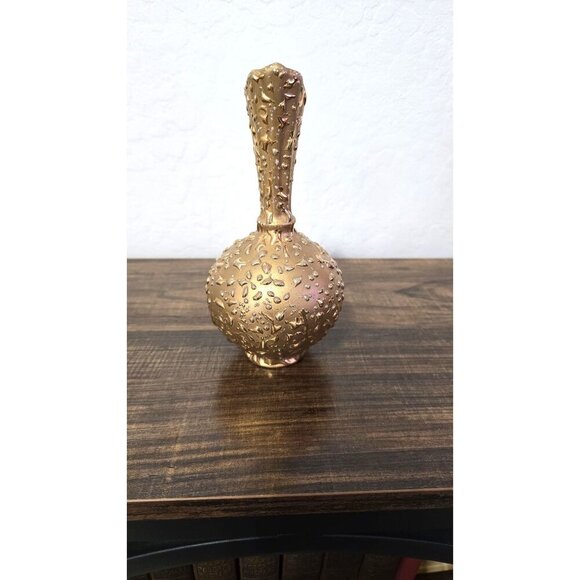 Vintage Hand Decorated Vase With 22K Gold Embossed Textured Ceramic U.S.A.  7" - Picture 2 of 6